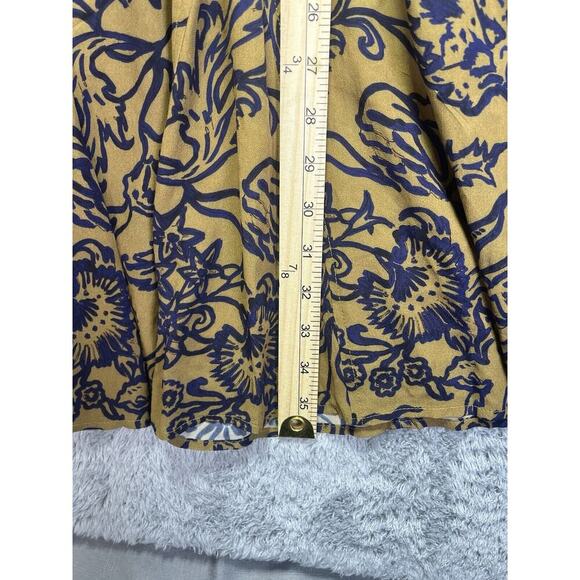 Peruvian Connection Yellowstone Boho Mini Dress Medium Mustard Yellow Blue Print - Picture 7 of 9
